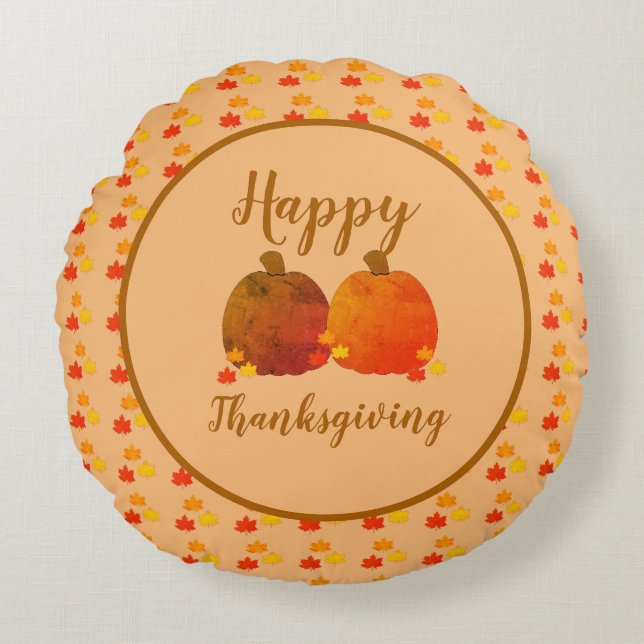 Fall/Höst/Pumpkin Rund Kudde (Framsidan)