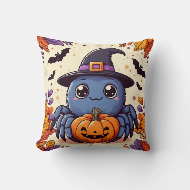 Fall/höst/spinder/häxa/halloween Kudde (Framsida)