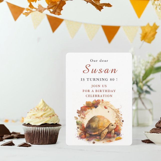 Fall / Hösten Vibes Tortoise - födelsedag Inbjudningar (Skapare uppladdad)