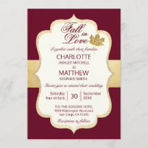 FALL Hösthösten Burgundy Guld FALL I KÄRLEK Bröllo