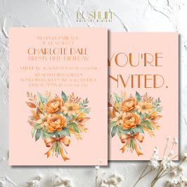 fall/höstlig Blommigt, rustik Födelsedagsfest Inbjudningar