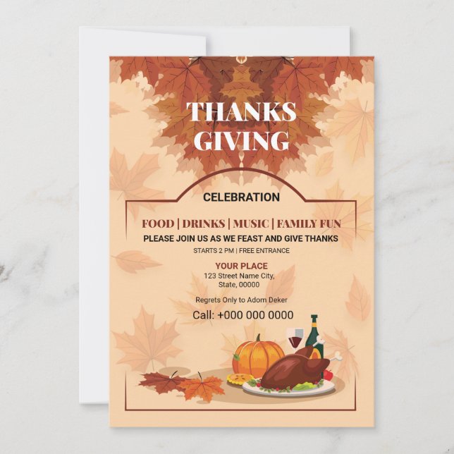 Fall / Höstlöv för Party Inbjudningar (Framsida)