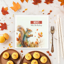 Fall/höstvibes ekorre - Födelsedagsfest - Pappersservett