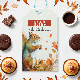 Fall/höstvibes ekorre - Födelsedagsfest - Presentetikett