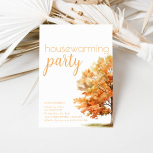Fall Houseuppvärmning Party Inbjudan med Träd