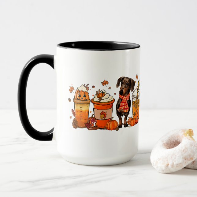 Fall Hund Coffee Mugg, Dachsund Hund Mugg, Fall Vi Mugg (Med munk)