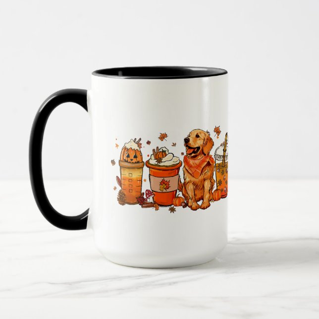 Fall Hund Coffee Mugg, Golden Retriever, Fall Vibe Mugg (Vänster)
