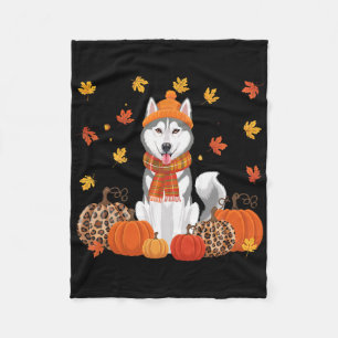 Fall Husky Pumpkins Lämnar Autumn Halloween Tack Fleecefilt
