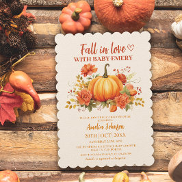 Fall i blommigt med kärlek-vattenfärg Pumpkin-baby Inbjudningar