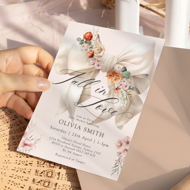 Fall i Blommigten Baby Shower för  i Kärlek Bow Inbjudningar (Skapare uppladdad)