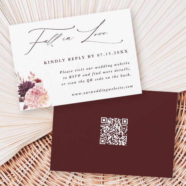 Fall i Bröllop QR-koden för Kärlek hösten OSA Kort (Front & Back
)