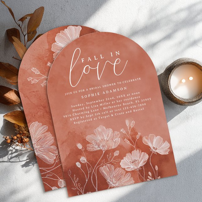 Fall i den Kärlek-Möhippa  Inbjudan (Fall In Love - Bridal Shower Autumn Invite)