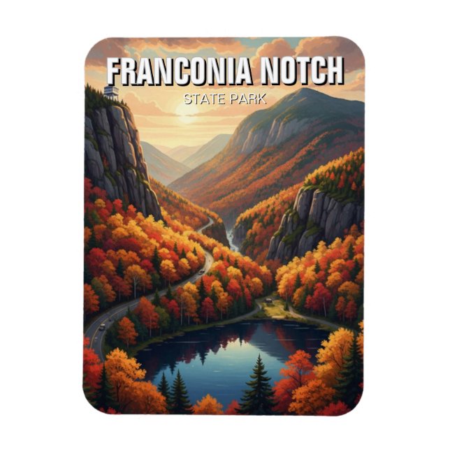 Fall i Franconia Notch State Park Travel Magnet (Vertikal)