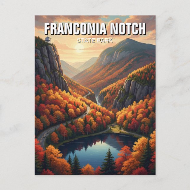 Fall i Franconia Notch State Park Travel Vykort (Framsida)