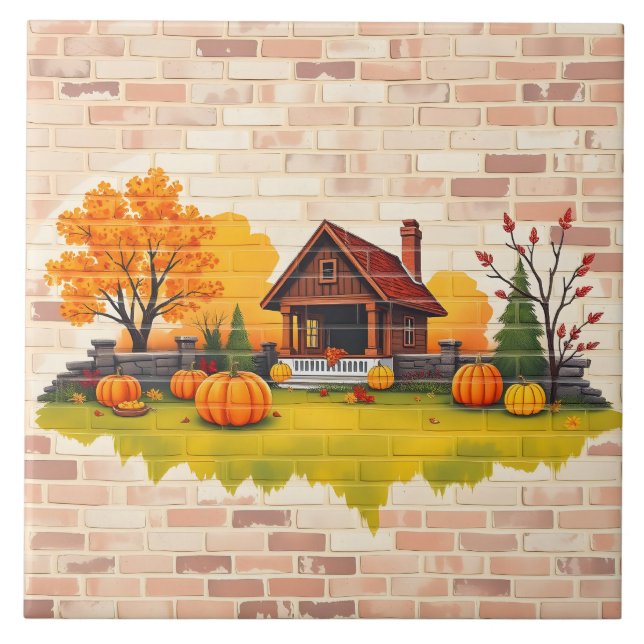 Fall i Happy thanksgiving i populära Fall Kakelplatta (Framsidan)