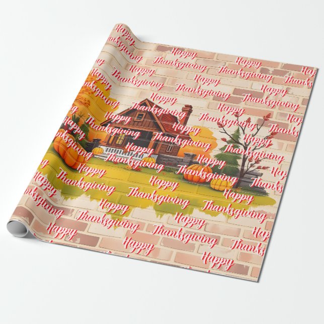 Fall i Happy thanksgiving i populära Fall Presentpapper (Utrullad)