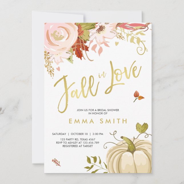 Fall i hösten Kärlek Inbjudningskort för möhippan  (Framsida)