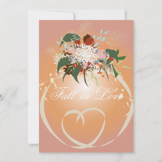 Fall i inbjudan till Bröllop spara datum i Kärlek