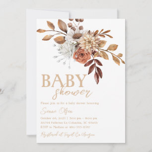 Fall i Kärlek Baby Shower, höstbabystövel Inbjudningar