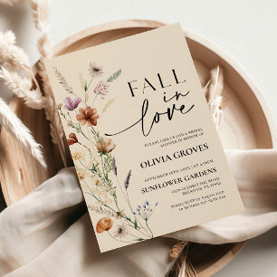 Fall i Kärlek Beige Wildbloms Möhippa Inbjudningar