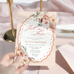 Fall i Kärlek Blommigt Baby Shower Inbjudningar