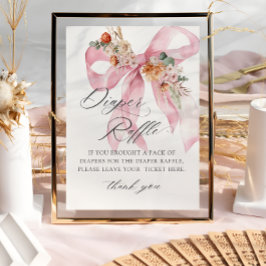Fall i Kärlek Blommigt Bow Baby Shower Raffle Poster