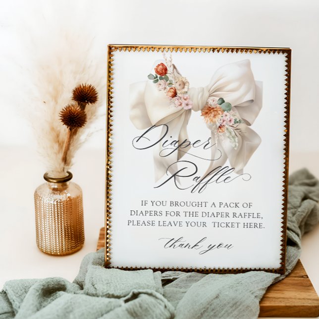 Fall i Kärlek Blommigt Bow Baby Shower Raffle Poster (Skapare uppladdad)