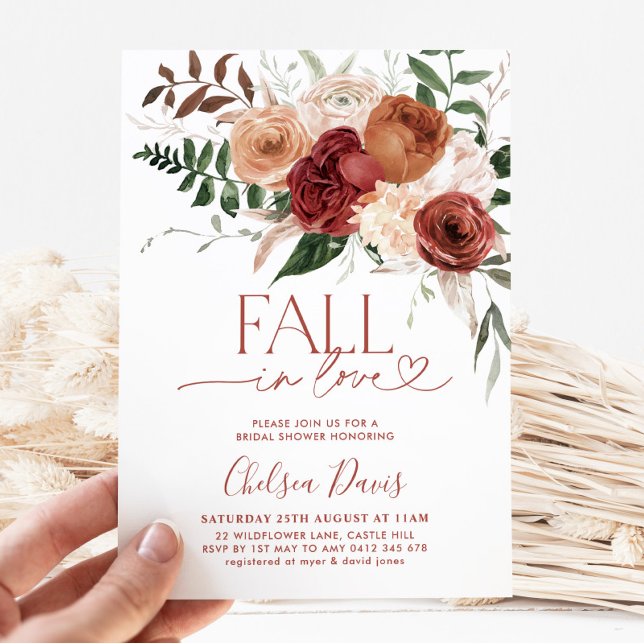 Fall i Kärlek Blommigt Möhippa Inbjudningar (Fall In Love - Bridal Shower Invitation)