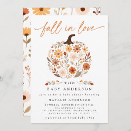 Fall i Kärlek Blommigt Pumpkin Baby Shower Inbjudningar