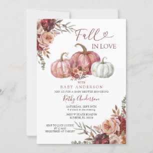 Fall i Kärlek Blommigt Pumpkin Baby Shower Party Inbjudningar