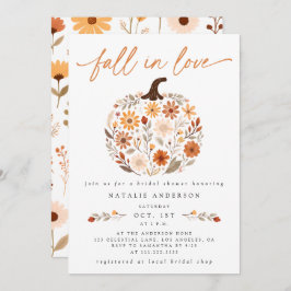 Fall i Kärlek Blommigt Pumpkin Möhippa Inbjudningar
