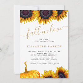 Fall i Kärlek blommigt pumpor rustik möhippa Inbjudningar