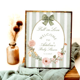 Fall i Kärlek Blommigt Vintage Baby Shower Välkoms Poster
