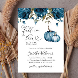 Fall i Kärlek Blue Blommigt Baby Shower Inbjudningar