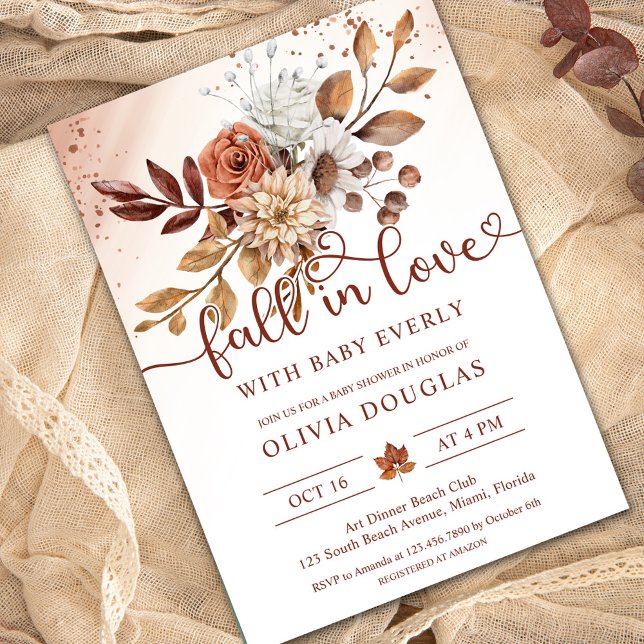 Fall i Kärlek Boho Blommigt Baby Shower Inbjudningar (Skapare uppladdad)