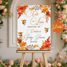 Fall i Kärlek Boho Blommigt Baby Shower Välkommen Poster