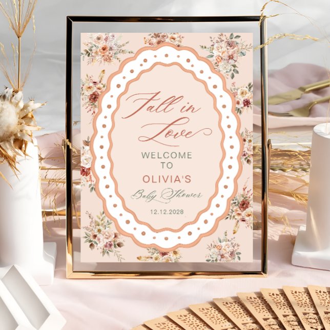 Fall i Kärlek Boho Blommigt Baby Shower Välkommen Poster (Skapare uppladdad)