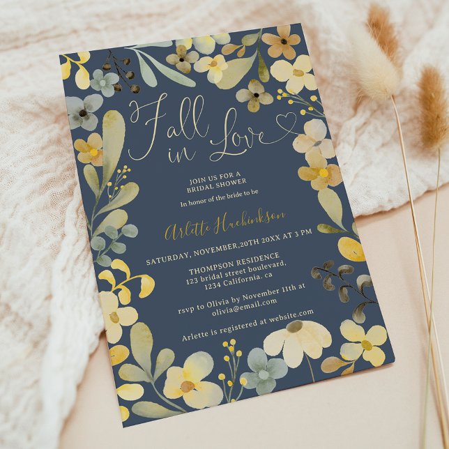 Fall i kärlek boho blommigt möhippa för höstchic inbjudningar (Fall in love boho floral autumn chic bridal shower invitation)