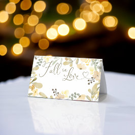 Fall i kärlek boho blommigt möhippa för höstchic placeringskort