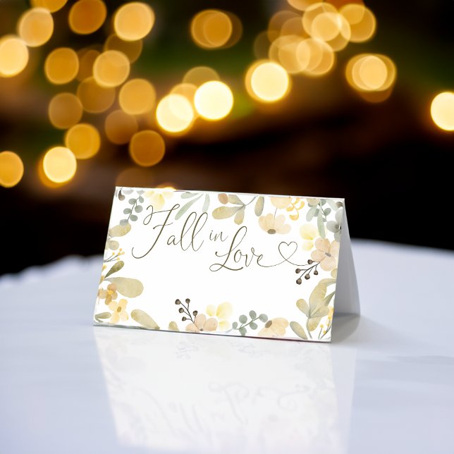 Fall i kärlek boho blommigt möhippa för höstchic placeringskort (Fall in love boho floral autumn chic bridal shower place card)