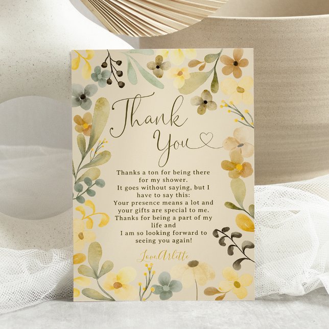 Fall i kärlek boho blommigt möhippa för höstchic tack kort (Fall in love boho floral autumn chic bridal shower thank you card)