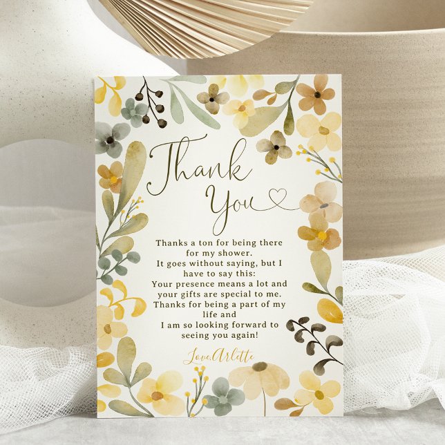 Fall i kärlek boho blommigt möhippa för höstchic tack kort (Fall in love boho floral autumn chic bridal shower thank you card)