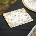 Fall i kärlek boho blommigt möhippa för höstchic underlägg papper kvadrat<br><div class="desc">Fallen i kärlek boho blommigt höstens möhippa för chic underlägg med söt grönt,  gult,  senap och khaki blommor ram med löv och eukalyptus. En boho inspirerade till höstens möhippa med modernt hjärtskript.</div>