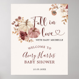 Fall i Kärlek Boho Blommigt Pumpkin Välkomstskylt Poster