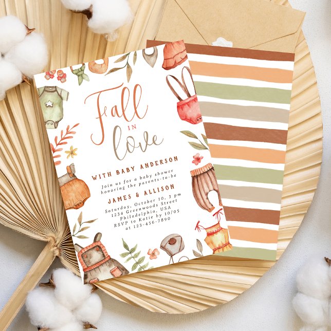 Fall i Kärlek Boho Clothes Baby Shower Inbjudningar (Skapare uppladdad)