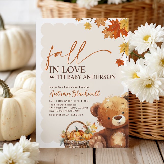 Fall i Kärlek Boho Nalle Autumn Baby Shower Inbjudningar (Skapare uppladdad)