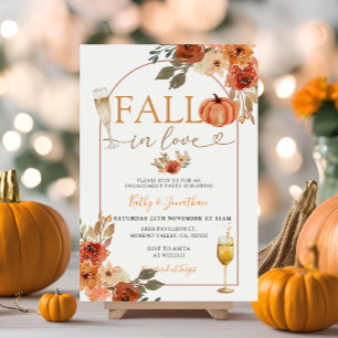 Fall i Kärlek Boho Pumpkin Arch Förlovningsfest Inbjudningar