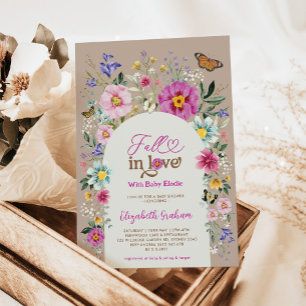 Fall i Kärlek Boho WildblomGirl Baby Shower Inbjudningar