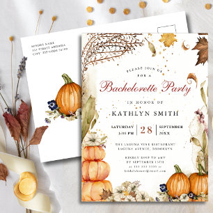 Fall i Kärlek, Botaniska pumpkin Bachelorette Part Inbjudan Vykort