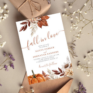 Fall i Kärlek botaniska vattenfärgspumpen bröllop Inbjudningar